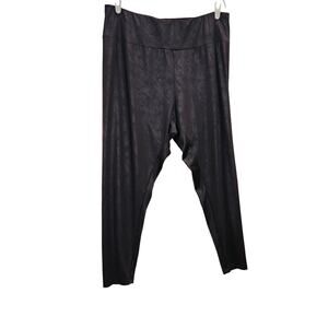 Ava & Viv Black Metallic Pull On Stretch High Rise Slim Cropped Leggings Size 2X